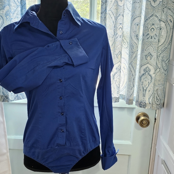 Chadwick's Cobalt Blue Button Down Bodysuit - Picture 5 of 7